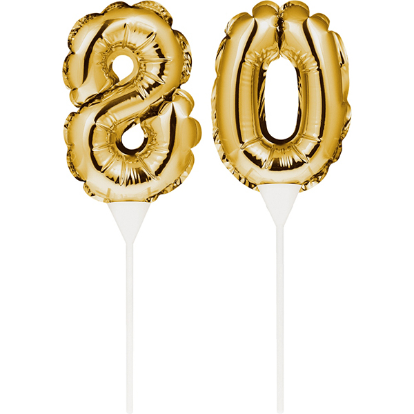 Kuchenpicker Folienballon Gold Zahl 80 von Partystrolche