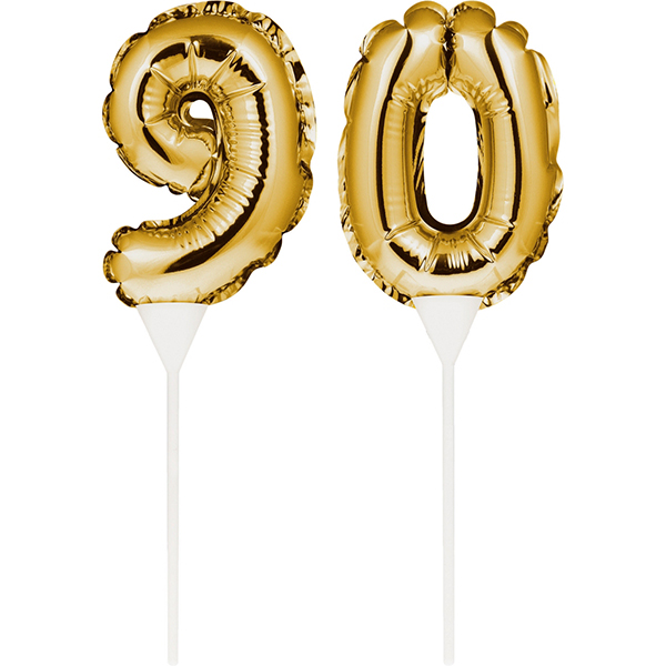 Kuchenpicker Folienballon Gold Zahl 90 von Partystrolche