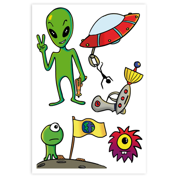 Tattoos Alien Party "Peace", 1 Bogen von Partystrolche