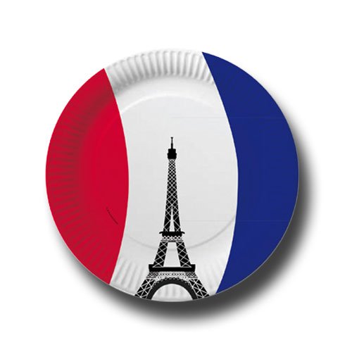 Pappteller mit Länderflaggen Motiv (Frankreich, 20) von Partyteller