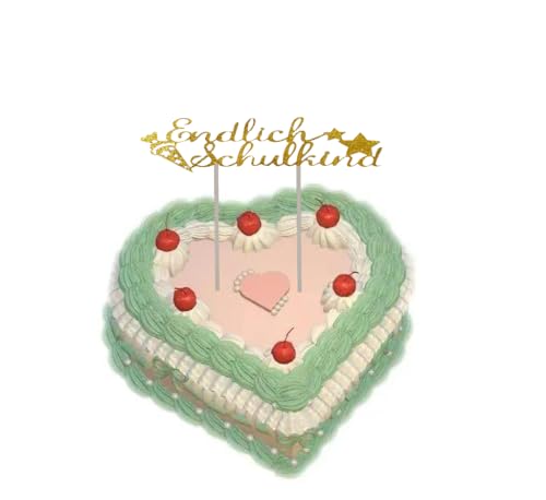 2025 Endlich Schulkind Cake Topper (Golden) von Partyzeit