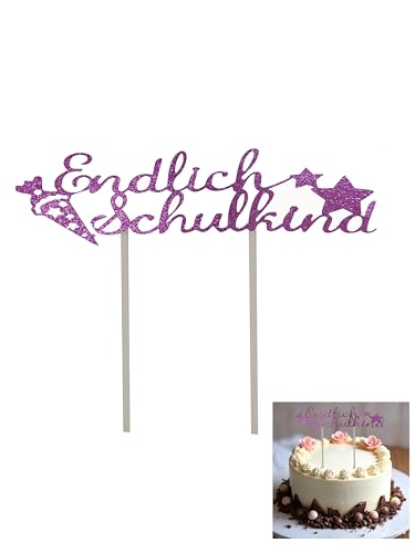 2025 Endlich Schulkind Cake Topper (Lila) von Partyzeit