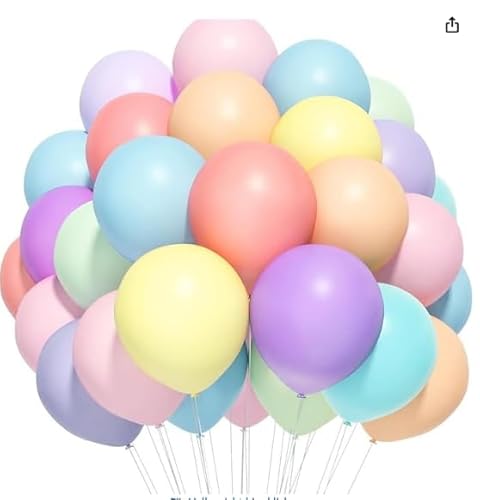 50 Stück Retro Luftballons, 10 Zoll Luftballons Pastell, Makronen Luftballon (Macaron Farbe, 50 Stück) von Partyzeit