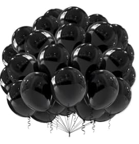 60 Stück Retro Luftballons, 10 Zoll Luftballons Pastell, Makronen Luftballon (Schwarz, 60 Stück) von Partyzeit