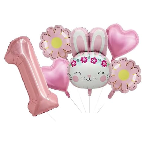 Dino Geburtstagsdeko 1 Jahr Junge, Dinosaurier Luftballon 1. Geburtstag Junge Mädchen, Dino Geburtstag Deko 1 Jahr, Kids Dinosaurier Happy Birthday Ballons 1 (Rosa) von Partyzeit