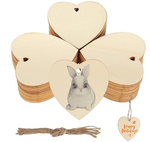 Holzherzen Deko 20 StüCk 8cm, Holzherzen Zum Beschriften, DIY Basteln und Dekorieren, Für Tischdeko Hochzeit Geburtstag Weihnachten Valentinstag GeschenkanhäNger,Wandbehang,Geschenk-GäStebuch von Partyzeit
