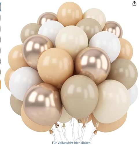 Luftballons Pastell 30 Stück 10 Zoll Makronen Luftballon Bunt Luftballons (Beige Weiß Braun, 30 Stück) von Partyzeit
