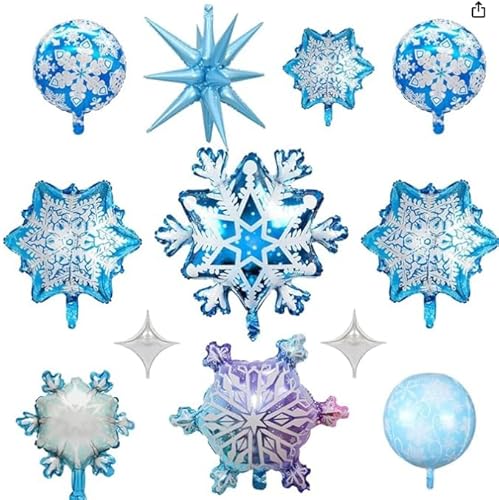 12 Stück Schneeflocken Ballons Geburtstag Kit, Winter Geburtstagsdeko, Luftballon Schneeflocken für Kindergeburtstag Deko (Schneeflocken-12pcs) 12 Stück Schneeflocken Ballons Geburtstag Kit, Winter Geburtstagsdeko, Luftballon Schneeflocken für Kindergeburtstag Deko (Schneeflocken-12pcs) von Partyzeit