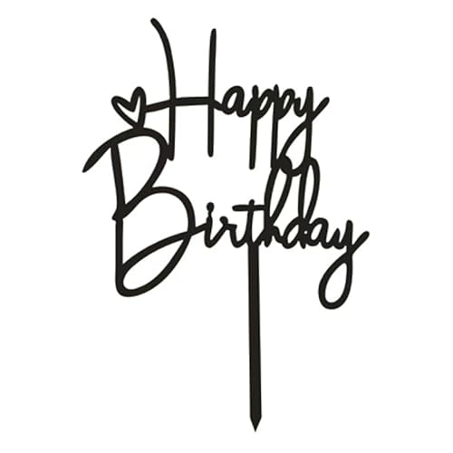 Schwarz Happy Birthday Cake Topper Acryl,Tortendeko Geburtstag,Deko Torte Geburtstag Mann Frau Mädchen Jungen,Happy Birthday Tortendeko (Schwarz 780) von Partyzeit