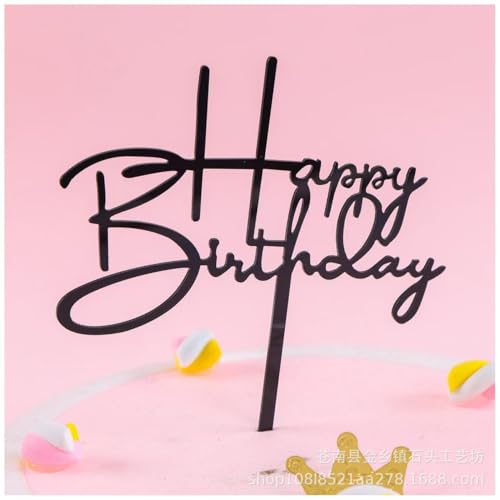 Schwarz Happy Birthday Cake Topper Acryl,Tortendeko Geburtstag,Deko Torte Geburtstag Mann Frau Mädchen Jungen,Happy Birthday Tortendeko (Schwarz 891) von Partyzeit