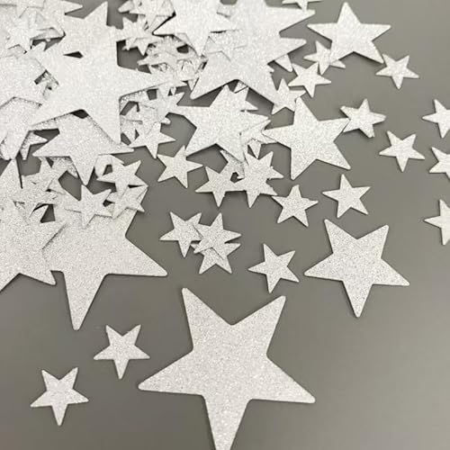 Stern Konfetti Weihnachten Streudeko 210 Stück, 3 Größen Glitzer Sterne Konfetti Geburtstag,Goldene Sterne Deko Tischdeko,3cm Sterne Streudeko für Weihnachten,Geburtstag,Silvester (Silber) von Partyzeit