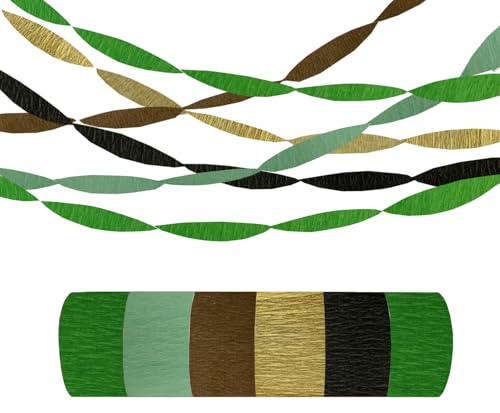150 m grüne Geburtstagsparty-Dekoration, Luftschlangen, 4,3 cm breite Krepppapier-Luftschlangen für Geburtstag, Spielparty, 6 Rollen je 25 m von Parxara
