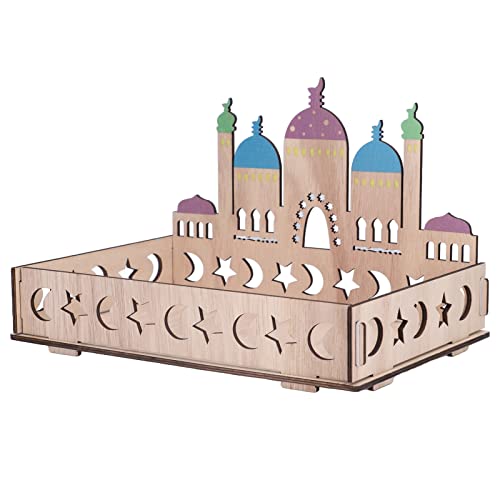 Pasamer Hölzernes Eid-Desserttablett, Dekor EID Mubarak, schön, praktisch für Zuhause, Party, Dekoration für EID von Pasamer