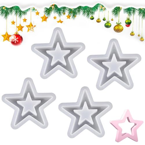 4 Stück Silikonformen Gießformen Stern, Silikonform Weihnachten Stern, Silikonform Für Desktop Ornamente, Hohle Sternförmige Silikonformen Für Festliche Kerzen Zum Basteln 4 Stück Silikonformen Gießformen Stern, Silikonform Weihnachten Stern, Silikonform Für Desktop Ornamente, Hohle Sternförmige Silikonformen Für Festliche Kerzen Zum Basteln von Pasbuteiy