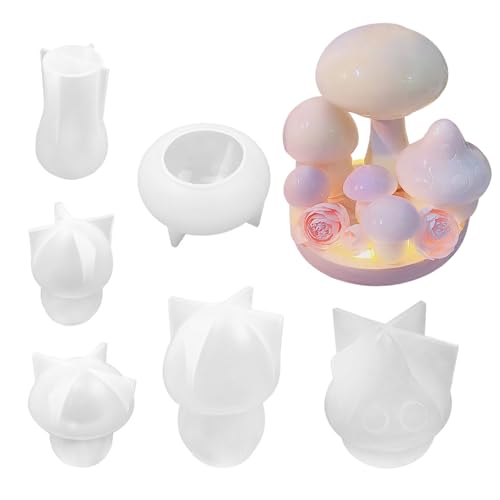 6 Stück Pilz Silikonform Set, 3D Pilz Silikonform, Epoxidharz Gießformm, Pilzsilikonform Für Herstellung Von Duftkerzen, Seifen, Schlüsselanhängern Und Anhängern 6 Stück Pilz Silikonform Set, 3D Pilz Silikonform, Epoxidharz Gießformm, Pilzsilikonform Für Herstellung Von Duftkerzen, Seifen, Schlüsselanhängern Und Anhängern von Pasbuteiy