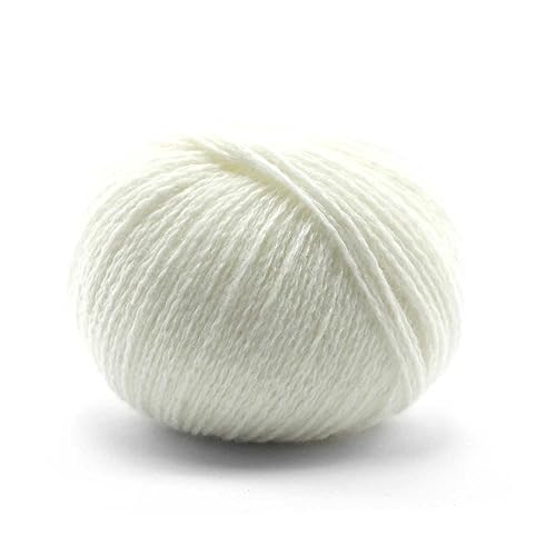 25 g Pascuali Cashmere Lace Strickwolle | 100% Kaschmirwolle Bio Kaschmir zum Stricken und Häkeln, Farbe:Weiß 08 von Pascuali
