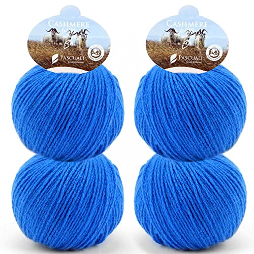 Pascuali Bio Cashmere 6/28. Strickwolle aus 100% Kaschmirwolle Wolle zum Stricken und Häkeln, 4 Knäuel - 100 g - Farbe:Kobalt 36 von Pascuali