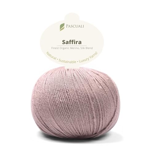 50 g Pascuali Saffira | 75% Schurwolle (Bio Merino Ultrafine, Mulesing frei), 25% Seide (Maulbeerseide), Farbe:Rosenquarz 42 von Pascuali