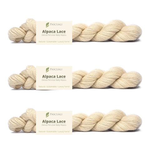 PASCUALI Alpaca Lace |Strickwolle aus 100% Alpakawolle, Alpaka Wolle zum Stricken und Häkeln, SET: 3 Stränge - 150g, Farbe:Beige 33 von Pascuali
