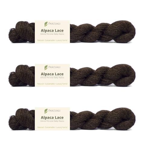 PASCUALI Alpaca Lace |Strickwolle aus 100% Alpakawolle, Alpaka Wolle zum Stricken und Häkeln, SET: 3 Stränge - 150g, Farbe:Espresso 07 PASCUALI Alpaca Lace |Strickwolle aus 100% Alpakawolle, Alpaka Wolle zum Stricken und Häkeln, SET: 3 Stränge - 150g, Farbe:Espresso 07 von Pascuali