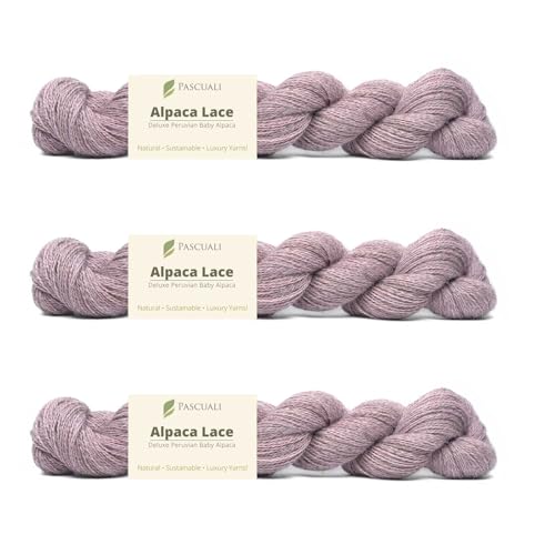 PASCUALI Alpaca Lace |Strickwolle aus 100% Alpakawolle, Alpaka Wolle zum Stricken und Häkeln, SET: 3 Stränge - 150g, Farbe:Malve 27 PASCUALI Alpaca Lace |Strickwolle aus 100% Alpakawolle, Alpaka Wolle zum Stricken und Häkeln, SET: 3 Stränge - 150g, Farbe:Malve 27 von Pascuali