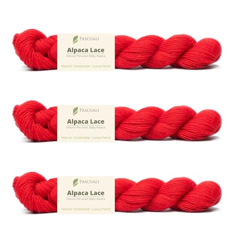 PASCUALI Alpaca Lace |Strickwolle aus 100% Alpakawolle, Alpaka Wolle zum Stricken und Häkeln, SET: 3 Stränge - 150g, Farbe:Mohnrot 41 PASCUALI Alpaca Lace |Strickwolle aus 100% Alpakawolle, Alpaka Wolle zum Stricken und Häkeln, SET: 3 Stränge - 150g, Farbe:Mohnrot 41 von Pascuali