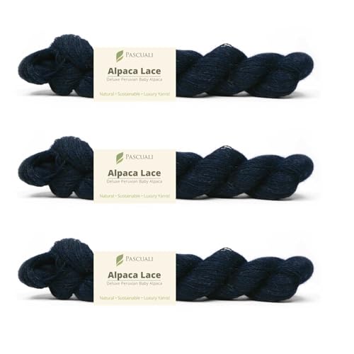 PASCUALI Alpaca Lace |Strickwolle aus 100% Alpakawolle, Alpaka Wolle zum Stricken und Häkeln, SET: 3 Stränge - 150g, Farbe:Navy 17 PASCUALI Alpaca Lace |Strickwolle aus 100% Alpakawolle, Alpaka Wolle zum Stricken und Häkeln, SET: 3 Stränge - 150g, Farbe:Navy 17 von Pascuali