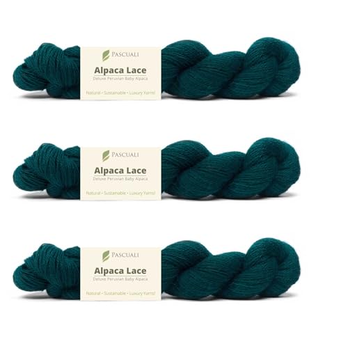 PASCUALI Alpaca Lace |Strickwolle aus 100% Alpakawolle, Alpaka Wolle zum Stricken und Häkeln, SET: 3 Stränge - 150g, Farbe:Petrol 45 PASCUALI Alpaca Lace |Strickwolle aus 100% Alpakawolle, Alpaka Wolle zum Stricken und Häkeln, SET: 3 Stränge - 150g, Farbe:Petrol 45 von Pascuali