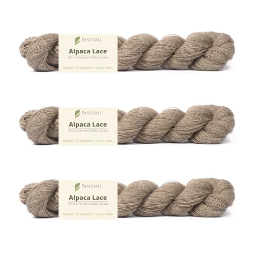 PASCUALI Alpaca Lace |Strickwolle aus 100% Alpakawolle, Alpaka Wolle zum Stricken und Häkeln, SET: 3 Stränge - 150g, Farbe:Taupe 32 PASCUALI Alpaca Lace |Strickwolle aus 100% Alpakawolle, Alpaka Wolle zum Stricken und Häkeln, SET: 3 Stränge - 150g, Farbe:Taupe 32 von Pascuali