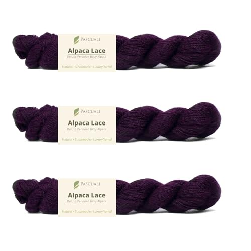 PASCUALI Alpaca Lace |Strickwolle aus 100% Alpakawolle, Alpaka Wolle zum Stricken und Häkeln, SET: 3 Stränge - 150g, Farbe:Traube 43 PASCUALI Alpaca Lace |Strickwolle aus 100% Alpakawolle, Alpaka Wolle zum Stricken und Häkeln, SET: 3 Stränge - 150g, Farbe:Traube 43 von Pascuali