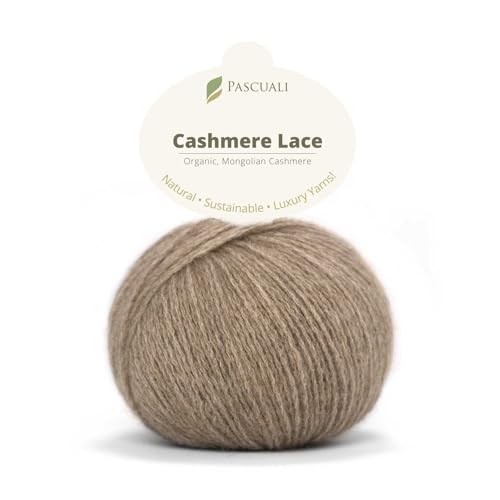 PASCUALI | Bio Cashmere Lace. Strickwolle aus 100% Kaschmirwolle Wolle zum Stricken und Häkeln, 1 Knäuel - 25g - Farbe: Taupe 56 von Pascuali