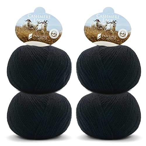 PASCUALI | Bio Cashmere Lace. Strickwolle aus 100% Kaschmirwolle Wolle zum Stricken und Häkeln, SET: 4 Knäuel - 100g - Farbe: Schwarz 52 PASCUALI | Bio Cashmere Lace. Strickwolle aus 100% Kaschmirwolle Wolle zum Stricken und Häkeln, SET: 4 Knäuel - 100g - Farbe: Schwarz 52 von Pascuali
