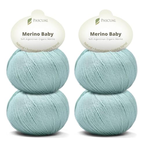 PASCUALI Merino Baby|Strickwolle aus 100% Schurwolle aus Merino, Merinowolle zum Stricken und Häkeln, SET: 4 Knäuel - 200 g, Farbe: Horizont 315 von Pascuali