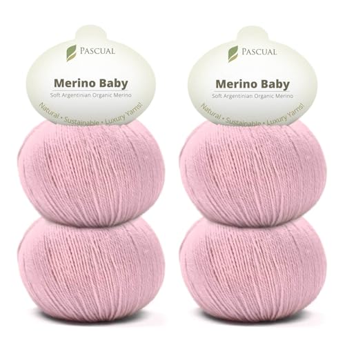 PASCUALI Merino Baby|Strickwolle aus 100% Schurwolle aus Merino, Merinowolle zum Stricken und Häkeln, SET: 4 Knäuel - 200 g, Farbe: Rose 310 PASCUALI Merino Baby|Strickwolle aus 100% Schurwolle aus Merino, Merinowolle zum Stricken und Häkeln, SET: 4 Knäuel - 200 g, Farbe: Rose 310 von Pascuali