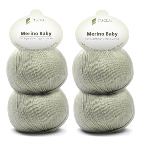 PASCUALI Merino Baby | Strickwolle aus 100% Schurwolle aus Merino, Merinowolle zum Stricken und Häkeln, SET: 4 Knäuel - 200 g, Farbe: Taupe 320 von Pascuali