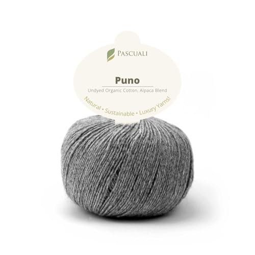 PASCUALI | Puno | Strickwolle aus 70% Baumwolle und 30% Alpakawolle Alpaka Wolle Alpaca Baby zum Stricken und Häkeln, 1 Knäuel - 50g - Farbe:Eukalyptusbaum 32 von Pascuali