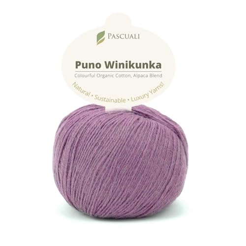 PASCUALI | Puno Winikunka | Strickwolle aus 70% Baumwolle (Bio) und 30% Alpakawolle Alpaka Wolle Alpaca Baby zum Stricken und Häkeln, 1 Knäuel - 50g - Farbe:Orchidee 77 von Pascuali