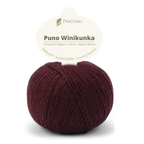 PASCUALI | Puno Winikunka | Strickwolle aus 70% Baumwolle und 30% Alpakawolle Alpaka Wolle Alpaca Baby zum Stricken und Häkeln, 1 Knäuel - 50g - Farbe:Bordeaux 68 PASCUALI | Puno Winikunka | Strickwolle aus 70% Baumwolle und 30% Alpakawolle Alpaka Wolle Alpaca Baby zum Stricken und Häkeln, 1 Knäuel - 50g - Farbe:Bordeaux 68 von Pascuali