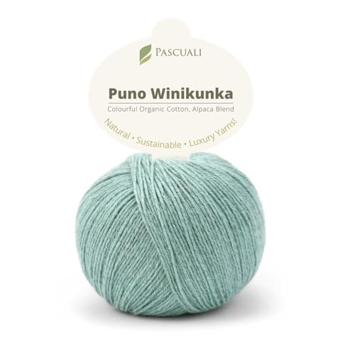 PASCUALI | Puno Winikunka | Strickwolle aus 70% Baumwolle und 30% Alpakawolle Alpaka Wolle Alpaca Baby zum Stricken und Häkeln, 1 Knäuel - 50g - Farbe:Gletscher 58 von Pascuali