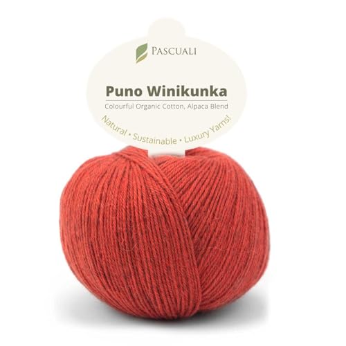 PASCUALI | Puno Winikunka | Strickwolle aus 70% Baumwolle und 30% Alpakawolle Alpaka Wolle Alpaca Baby zum Stricken und Häkeln, 1 Knäuel - 50g - Farbe:Hagebutte 66 von Pascuali
