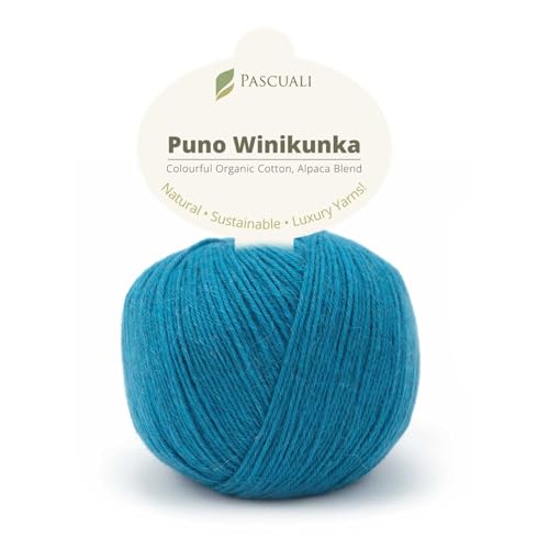 PASCUALI | Puno Winikunka | Strickwolle aus 70% Baumwolle und 30% Alpakawolle Alpaka Wolle Alpaca Baby zum Stricken und Häkeln, 1 Knäuel - 50g - Farbe:Himmel 57 von Pascuali