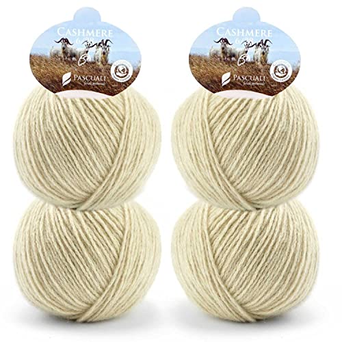 Pascuali Bio Cashmere 6/28. Strickwolle aus 100% Kaschmirwolle Wolle zum Stricken und Häkeln, 4 Knäuel - 100 g - Farbe:Creme 20 Pascuali Bio Cashmere 6/28. Strickwolle aus 100% Kaschmirwolle Wolle zum Stricken und Häkeln, 4 Knäuel - 100 g - Farbe:Creme 20 von Pascuali