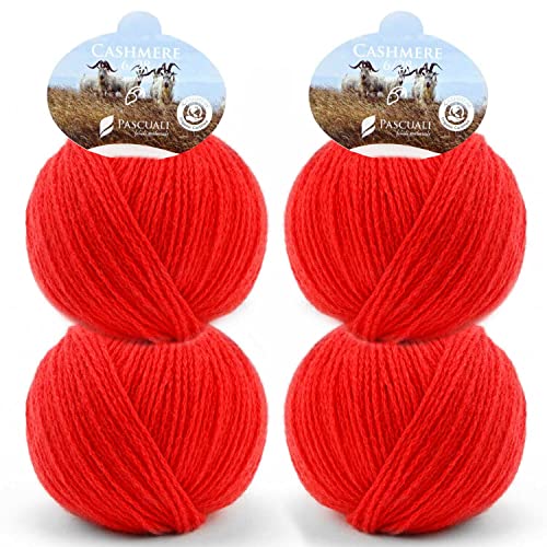 Pascuali Bio Cashmere 6/28. Strickwolle aus 100% Kaschmirwolle Wolle zum Stricken und Häkeln, 4 Knäuel - 100 g - Farbe:Mohnrot 26 Pascuali Bio Cashmere 6/28. Strickwolle aus 100% Kaschmirwolle Wolle zum Stricken und Häkeln, 4 Knäuel - 100 g - Farbe:Mohnrot 26 von Pascuali