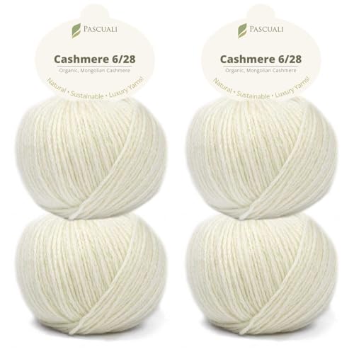 Pascuali Bio Cashmere 6/28. Strickwolle aus 100% Kaschmirwolle Wolle zum Stricken und Häkeln, 4 Knäuel - 100 g - Farbe:Wollweiß 54 Pascuali Bio Cashmere 6/28. Strickwolle aus 100% Kaschmirwolle Wolle zum Stricken und Häkeln, 4 Knäuel - 100 g - Farbe:Wollweiß 54 von Pascuali