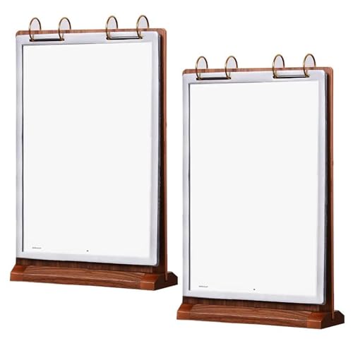 Pasdrucn 2 Stück Tischaufsteller A4/A5/A6 Mit Holz Sockelboden, 6 Seiten Zum Umblättern Tischaufsteller A4/A5/A6 Ständer Aus Holz, Speisekartenhalter, Menükartenhalter (21x29.7cm) von Pasdrucn