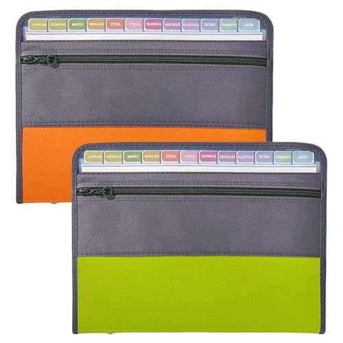 Pasdrucn 2Pcs Dokumenten Organizer Mit Reißverschluss, Kunststoff Ordnungsmappe Mit Bunten Etiketten, Dokumentenmappe A4 13 Fächer, Fächermappe A4, Dokument Organizer Ordner A4 (B) von Pasdrucn