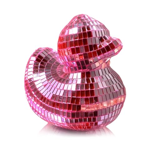 Pasdrucn Ente Discokugel Deko, Discokugels Ente-Statue, Ente Glänzend Discokugels Klein, Große Spiegelkugel Party Deko Für Hochzeit, Spiegelkugeln Disco Kugel Für Party DJ Club (Rose) von Pasdrucn