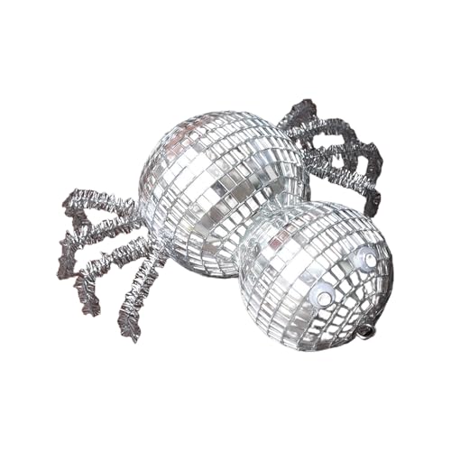Pasdrucn Halloween Spinne Discokugel Deko, Spider Glänzend Discokugels Klein, Große Spiegelkugel Party Deko Für Hochzeit, Discokugel Kinder, Spiegelkugeln Disco Kugel Für Party DJ Club (Silber) von Pasdrucn
