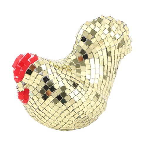 Pasdrucn Huhn Discokugel Deko, Discokugels Huhn-Statue, Küken Glänzend Discokugels Klein, Große Spiegelkugel Party Deko Für Hochzeit, Spiegelkugeln Disco Kugel Für Party DJ Club (Gold,A) von Pasdrucn