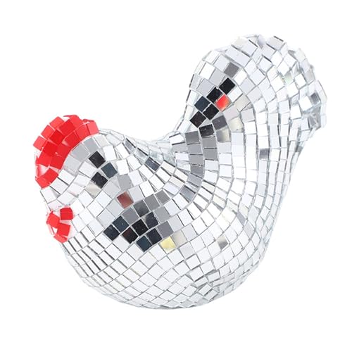 Pasdrucn Huhn Discokugel Deko, Discokugels Huhn-Statue, Küken Glänzend Discokugels Klein, Große Spiegelkugel Party Deko Für Hochzeit, Spiegelkugeln Disco Kugel Für Party DJ Club (Silber,A) von Pasdrucn